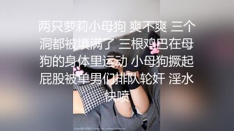 两只萝莉小母狗 爽不爽 三个洞都被填满了 三根鸡巴在母狗的身体里运动 小母狗撅起屁股被单男们排队轮奸 淫水快喷